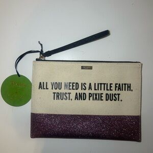 Kate Spade x Disney | Peter Pan Tinkerbell Canvas and Purple Glitter Wristlet